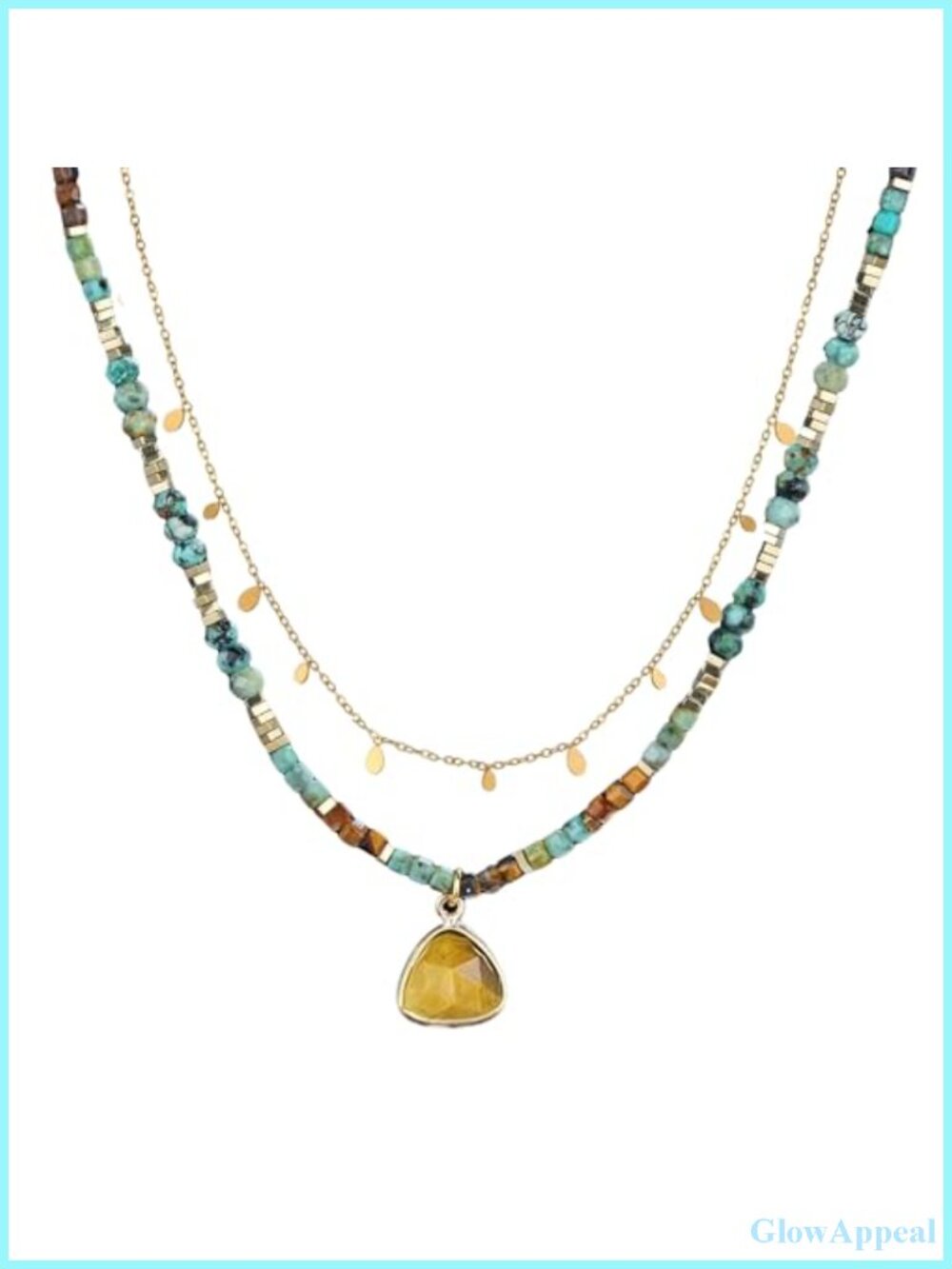Boho Handmade Jasper Stone Beaded Crystal Mixed Strand Short Necklace